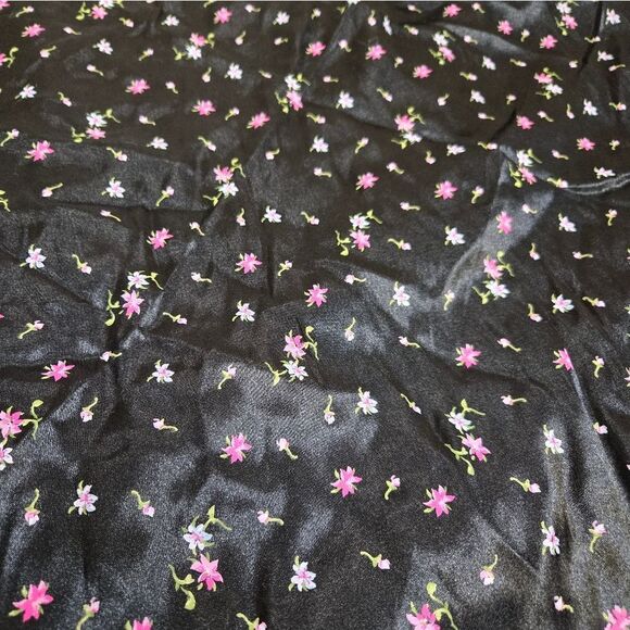 VINTAGE 90s Y2K Delia*s satin dark floral grunge bias cut midi slip skirt M - Picture 3 of 7